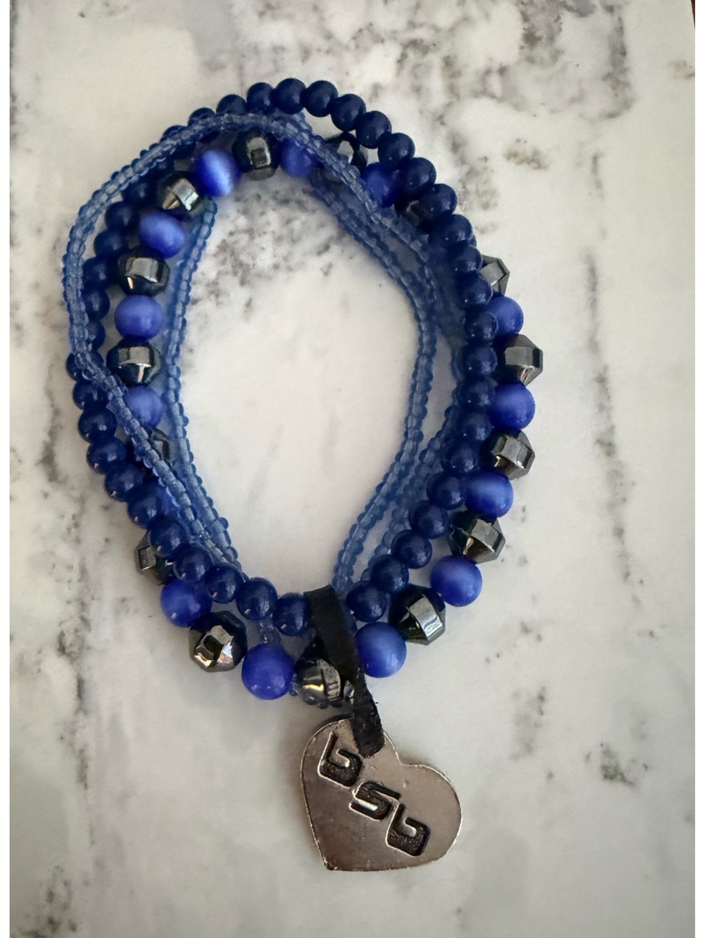 Retro Beaded BSB Heart Charm Bracelet from Backstreet Boys Black & Blue Tour